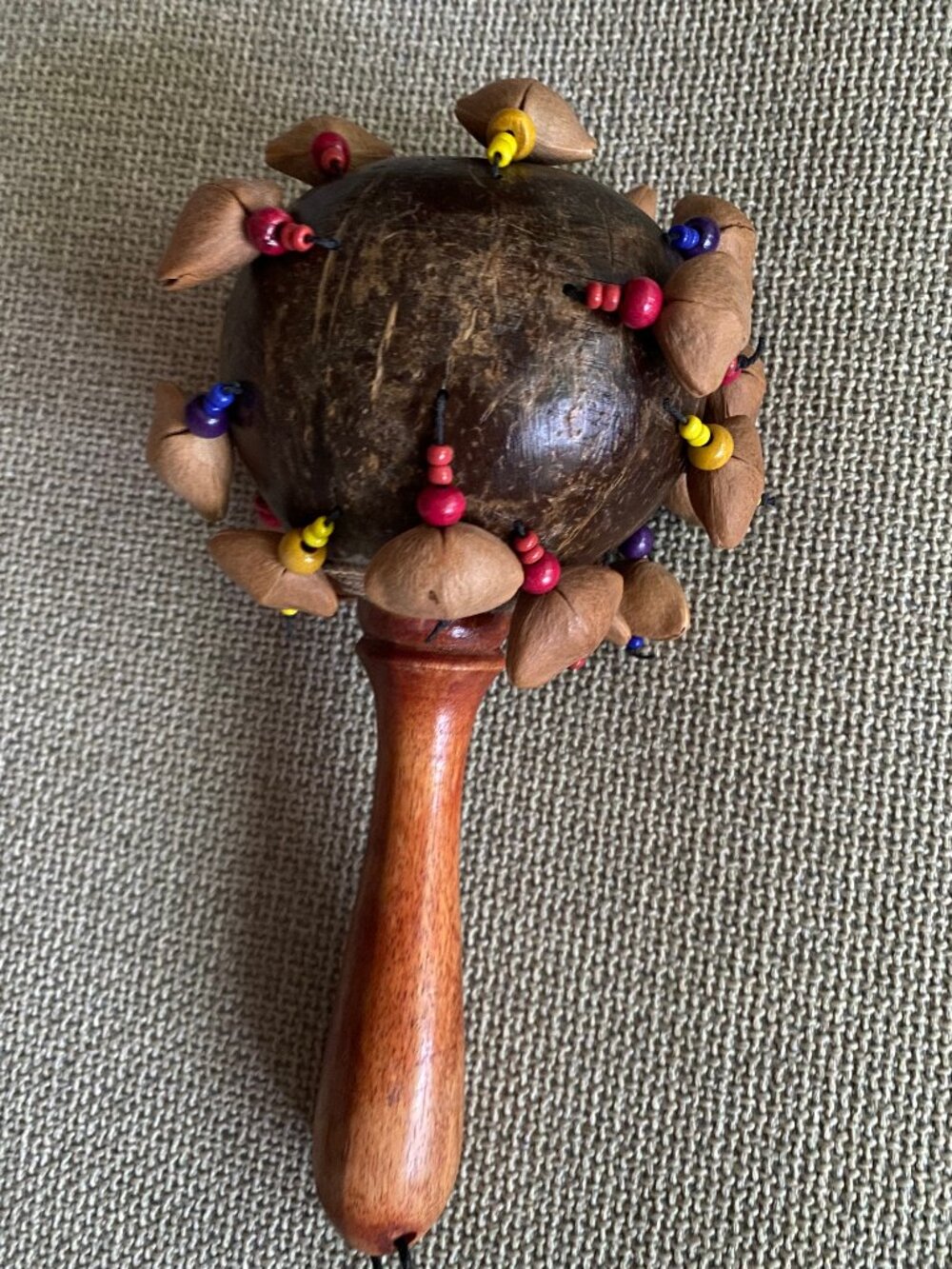 🥥 Handcrafted Natural Coconut & Kenari Seed Pod Maraca Rattle Shaker
